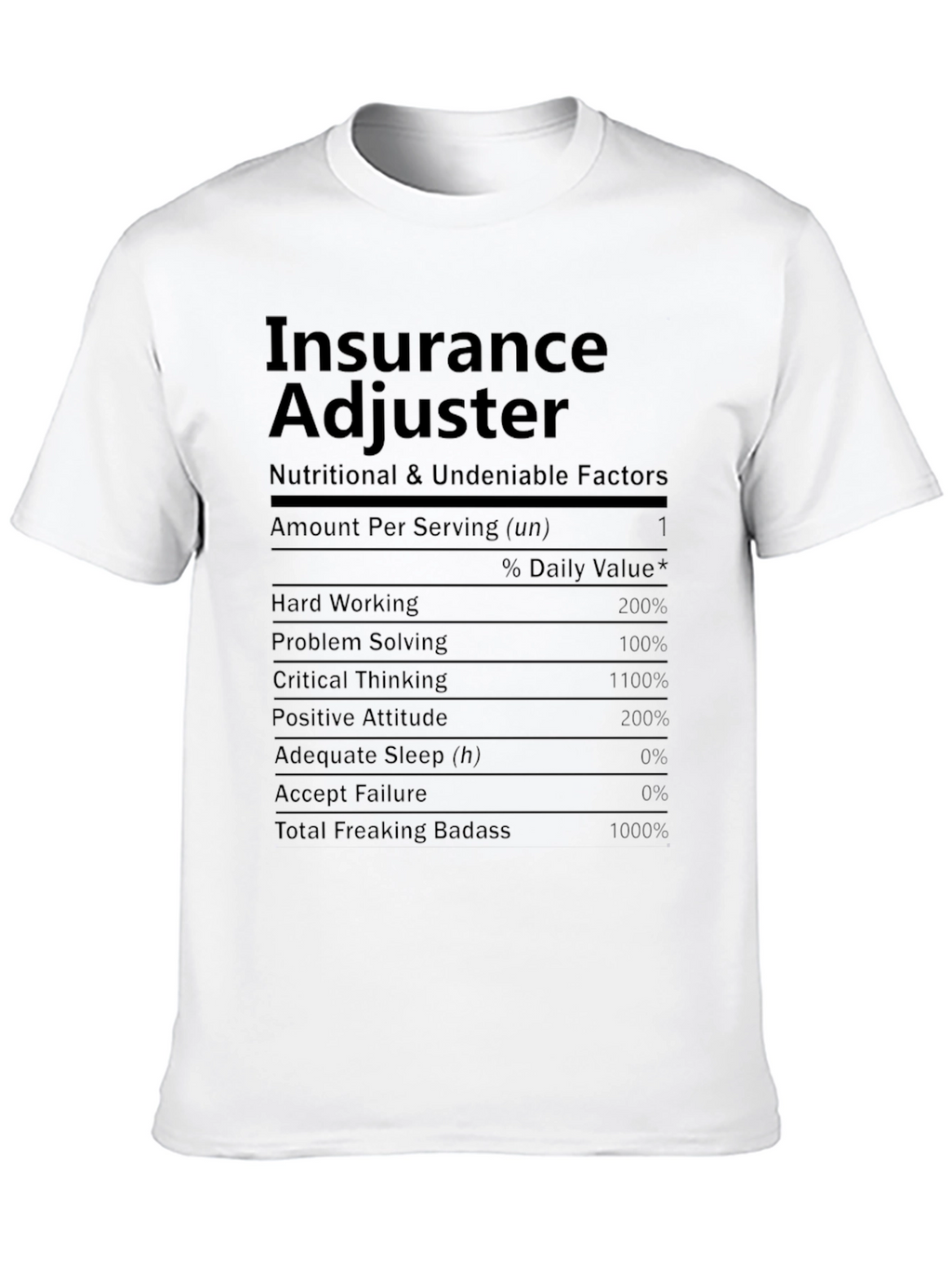 Insurance Adjuster Nutrition Facts T-Shirt