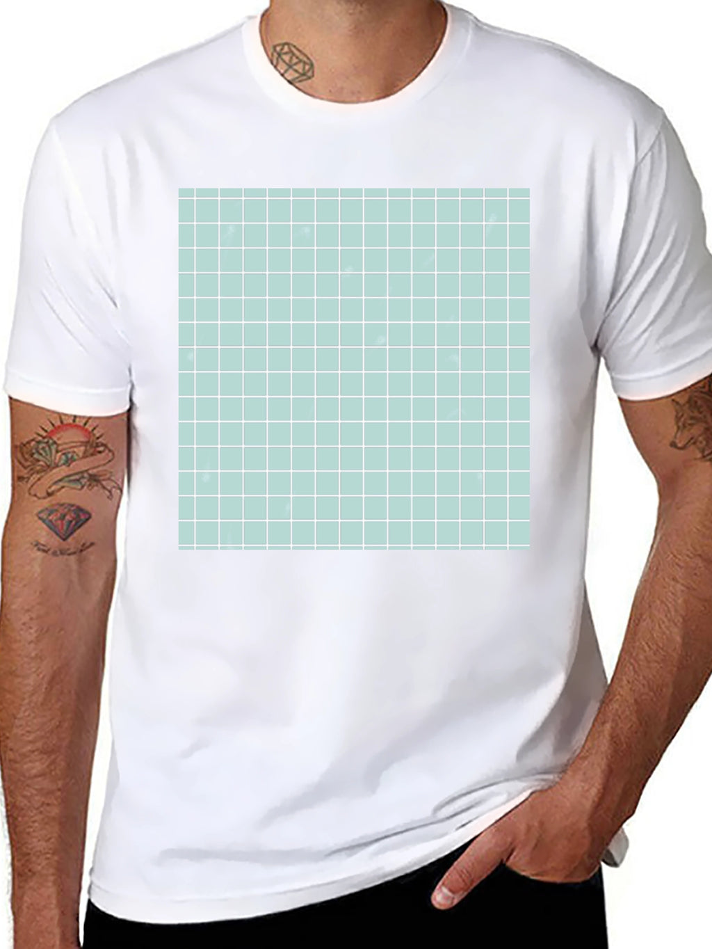 Grid Pattern T-Shirt - Modern Graphic Tee
