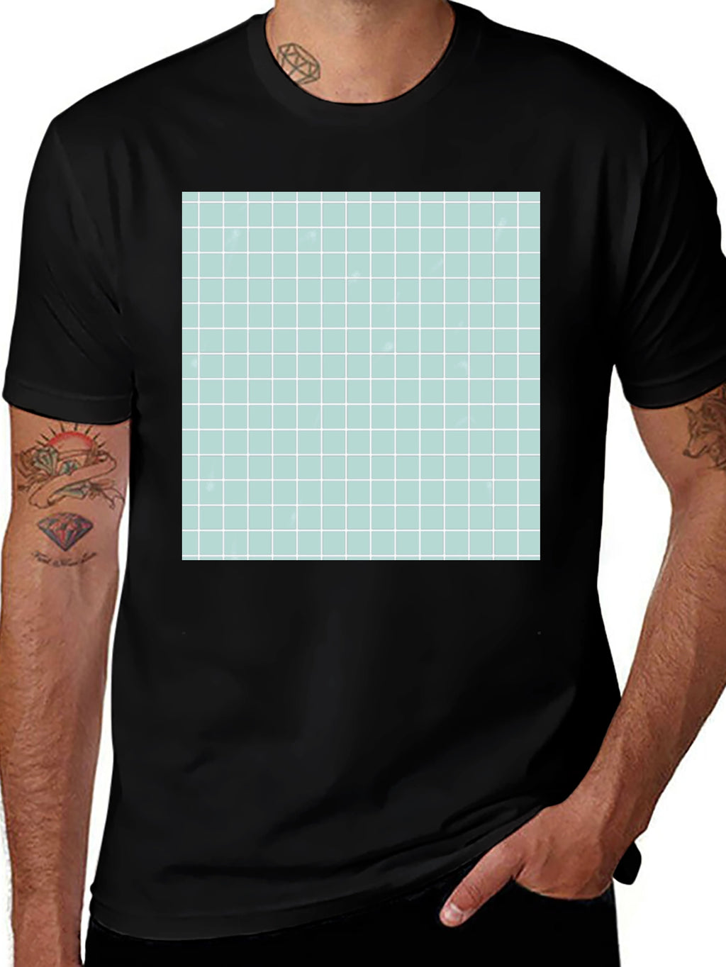 Grid Pattern T-Shirt - Modern Graphic Tee