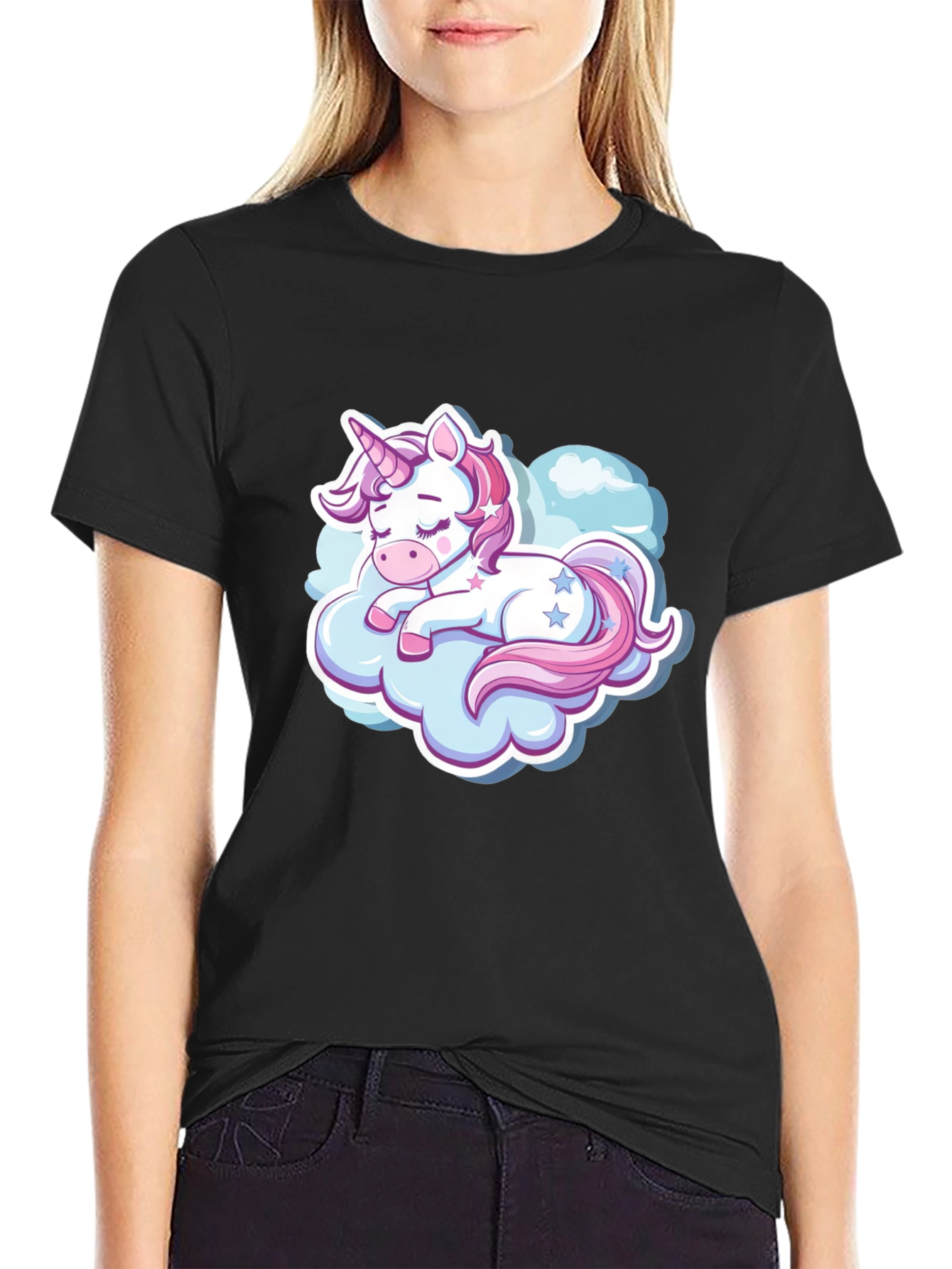 Unicorn Cloud Black T-Shirt