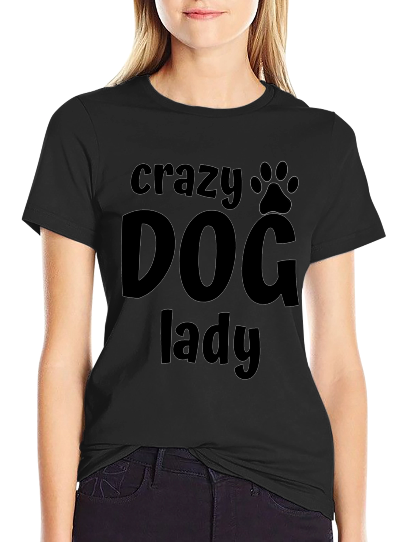 Crazy Dog Lady Graphic Tee - Black