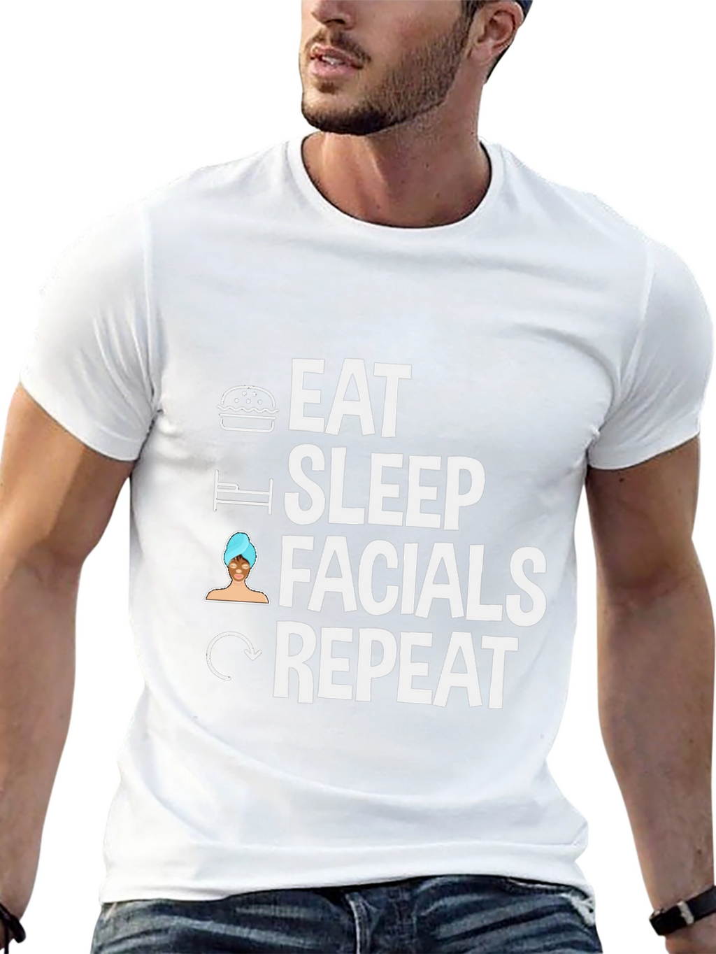 Eat Sleep Facials Repeat Black T-Shirt