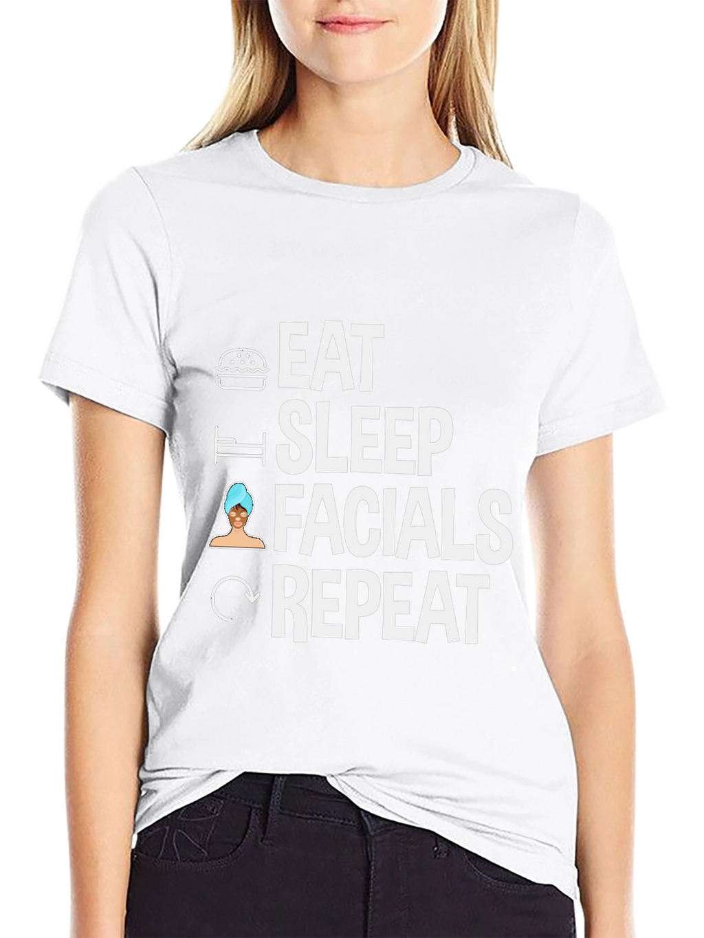 Eat Sleep Facials Repeat Black T-Shirt