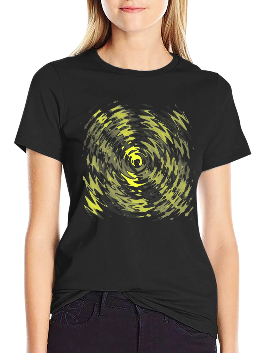 Abstract Vortex Graphic Tee - Black