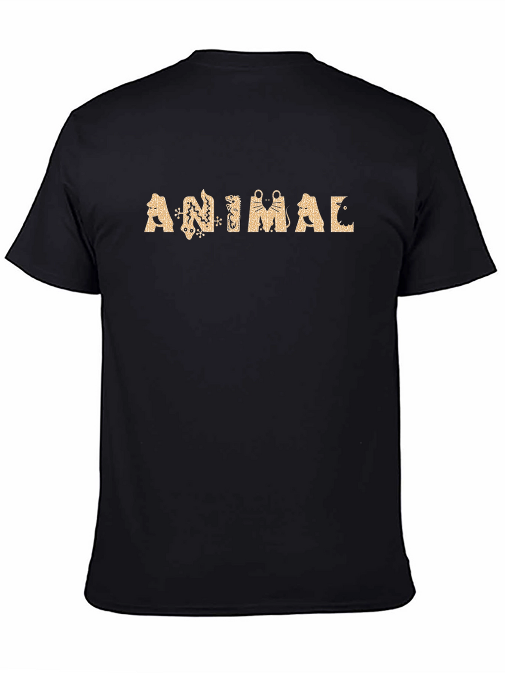 Animal Graphic Tee - Black Crew Neck T-Shirt