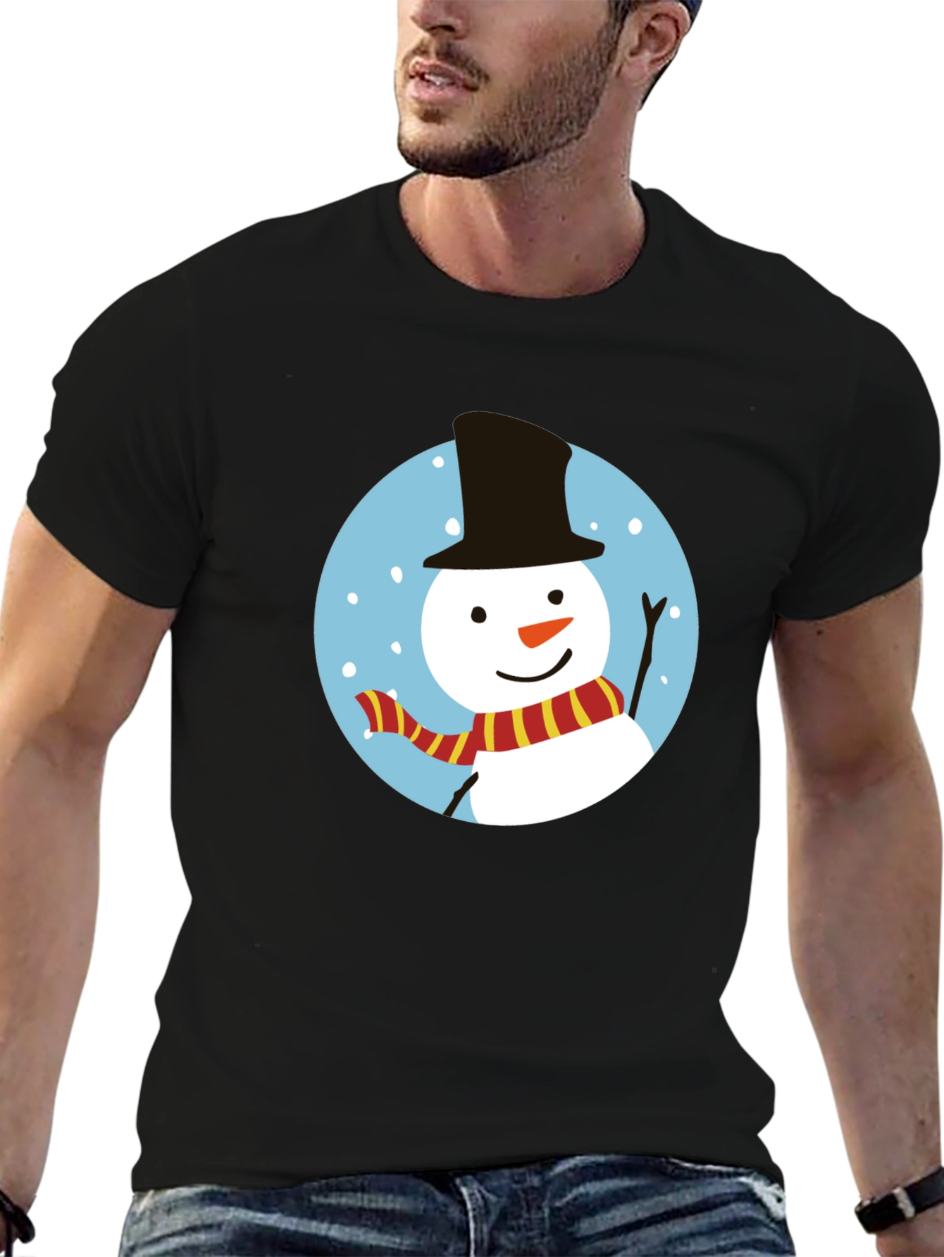 Festive Snowman Graphic Tee - Holiday Cheer