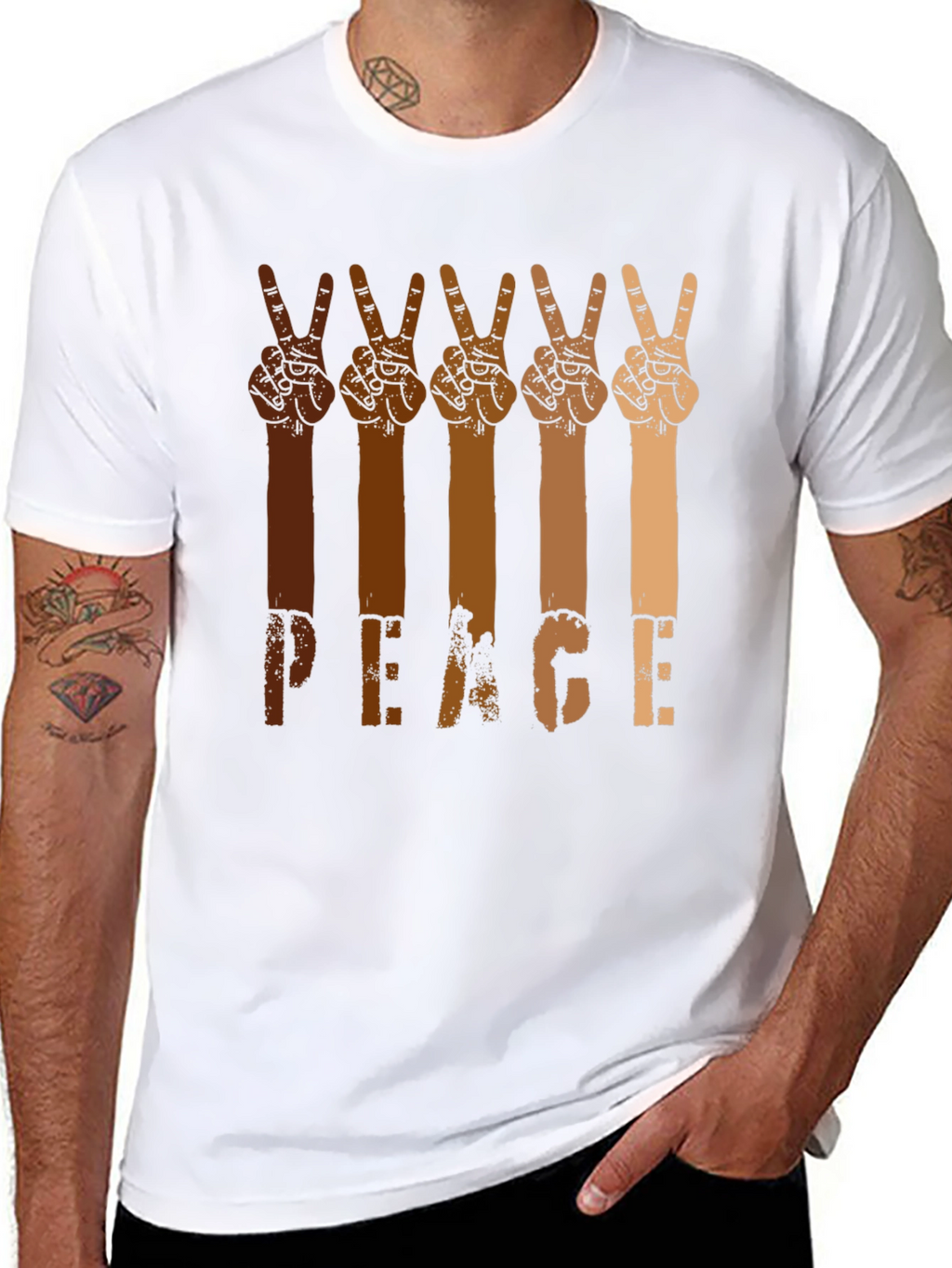 Peace Hands Graphic Tee - Multi-Skin Tone Unity Shirt