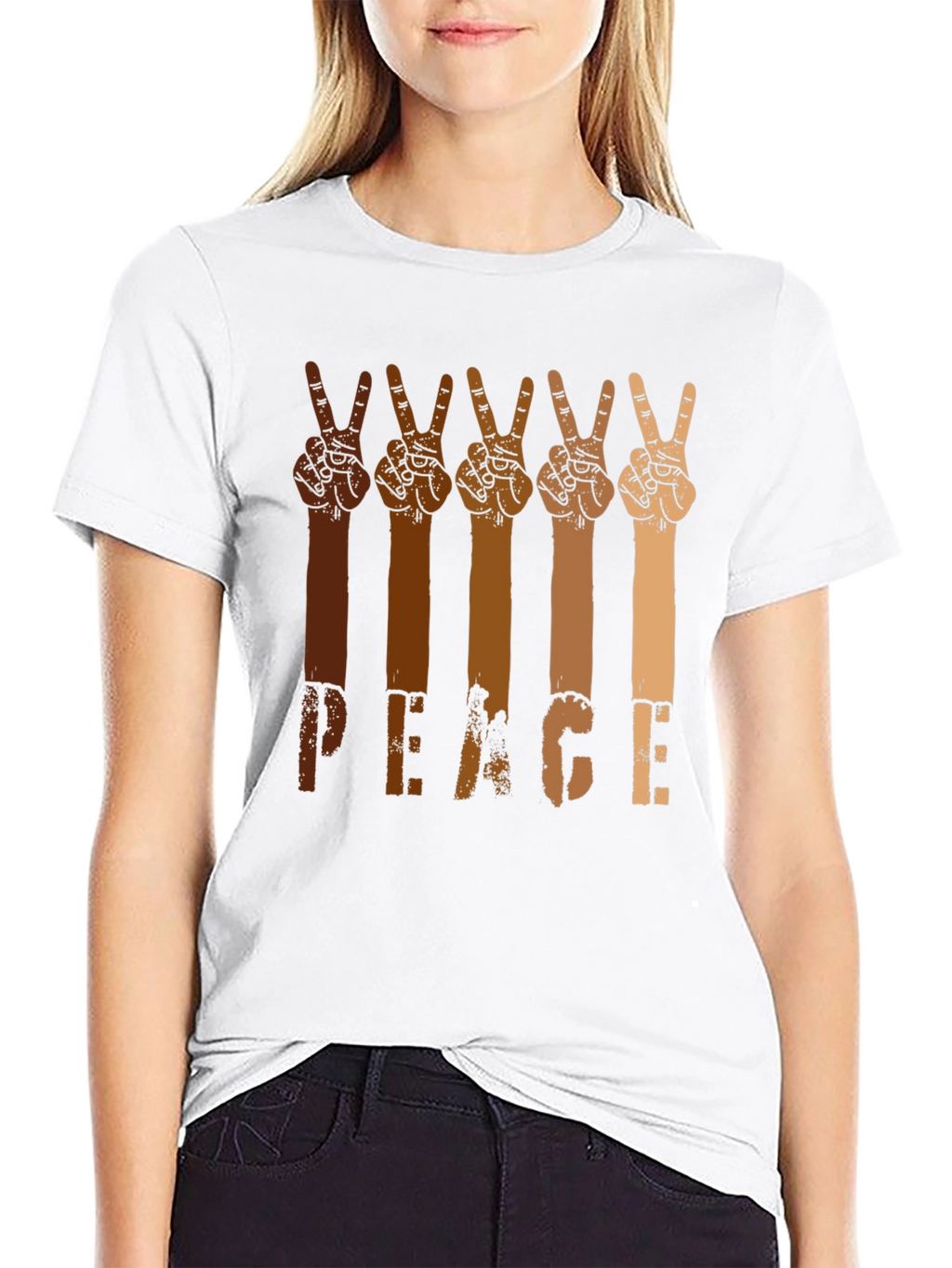 Peace Hands Graphic Tee - Multi-Skin Tone Unity Shirt