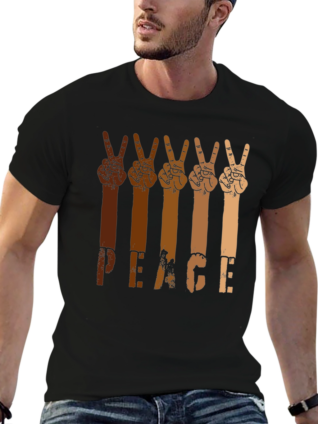 Peace Hands Graphic Tee - Multi-Skin Tone Unity Shirt
