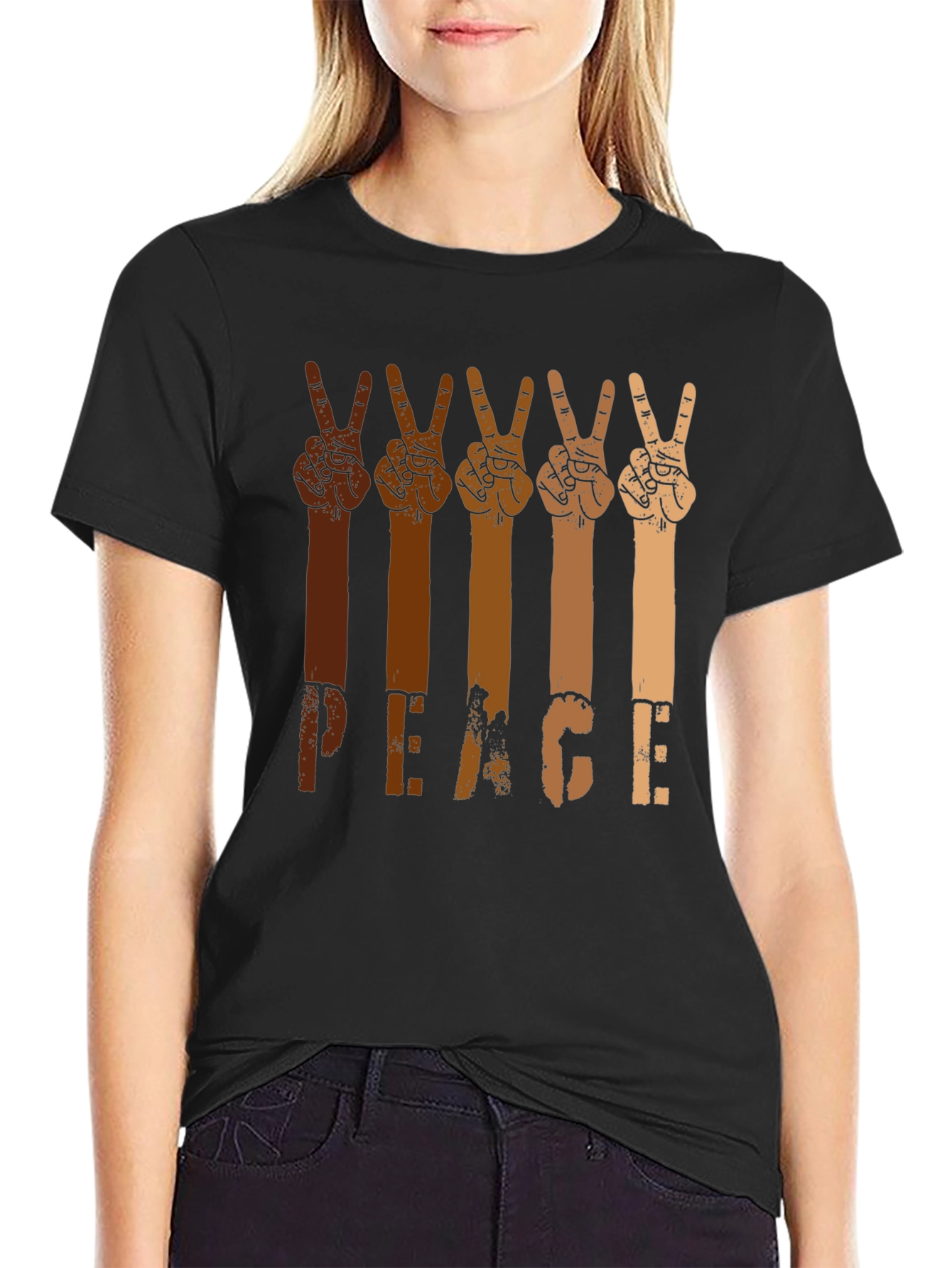 Peace Hands Graphic Tee - Multi-Skin Tone Unity Shirt