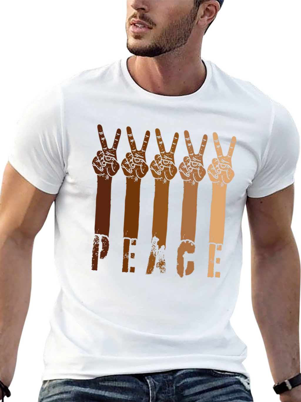 Peace Hands Graphic Tee - Multi-Skin Tone Unity Shirt