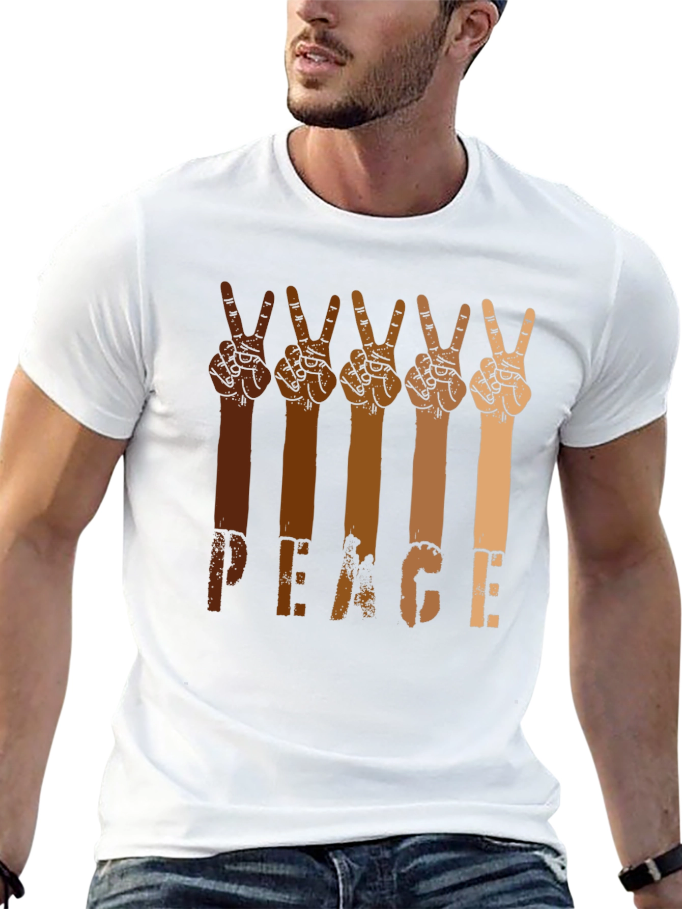 Peace Hands Graphic Tee - Multi-Skin Tone Unity Shirt