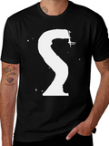 Abstract White Logo Graphic Black T-Shirt