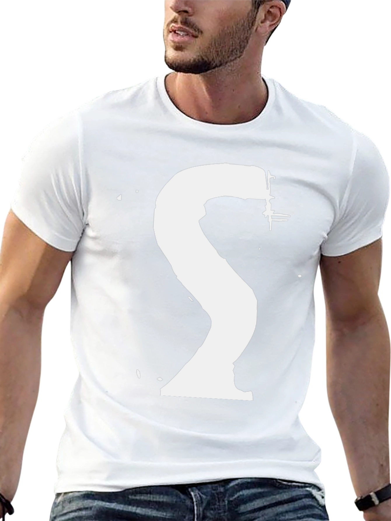 Abstract White Logo Graphic Black T-Shirt