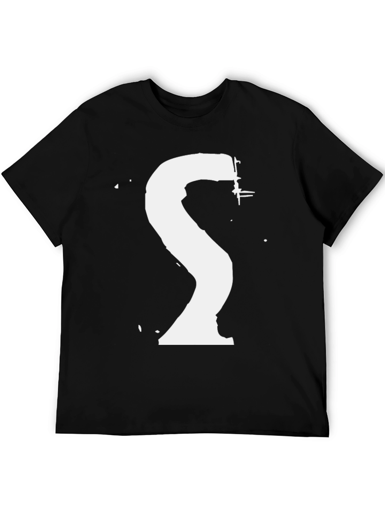 Abstract White Logo Graphic Black T-Shirt