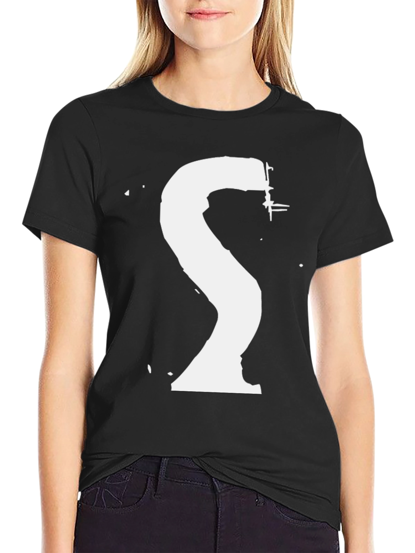 Abstract White Logo Graphic Black T-Shirt