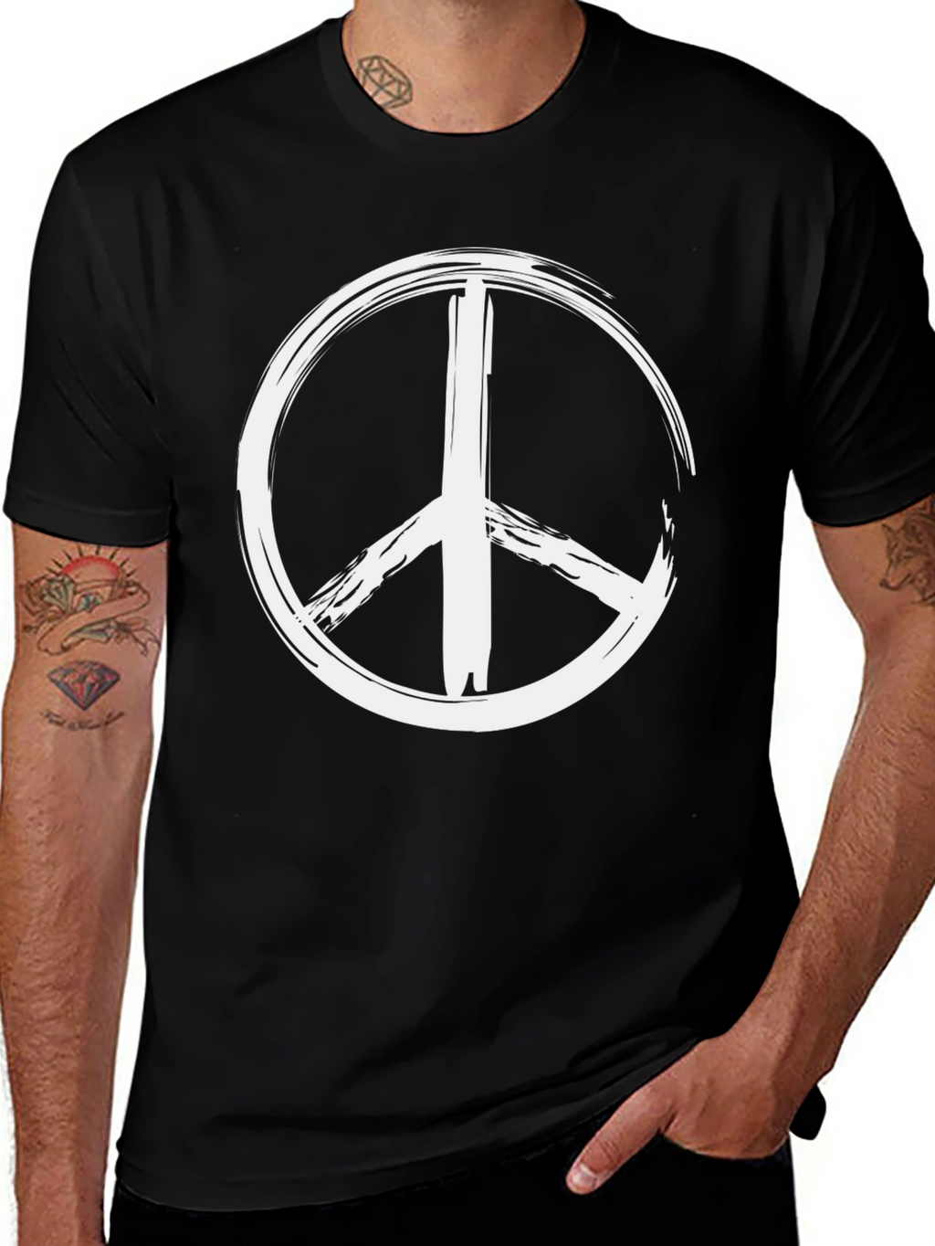 Peace Sign Graphic T-Shirt - Black Casual Tee