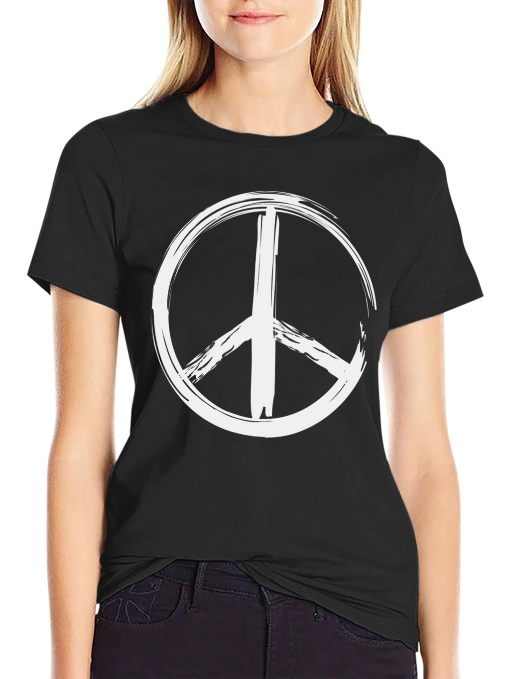 Peace Sign Graphic T-Shirt - Black Casual Tee