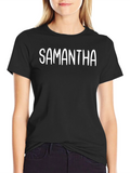 Personalized Samantha Black Cotton Blend T-Shirt