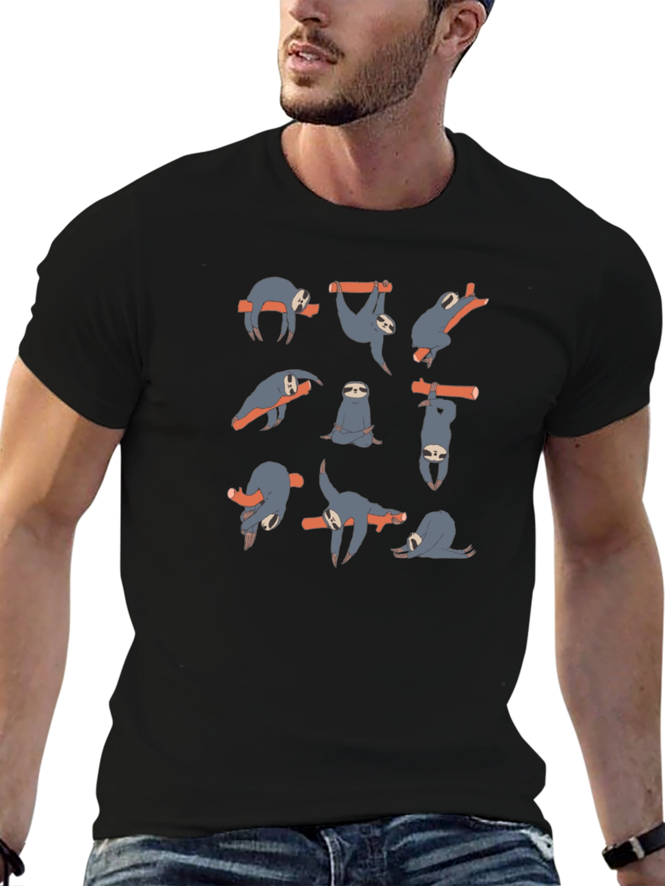 Yoga Sloth Graphic T-Shirt - Funny Lazy Animals Tee