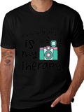 Photography is My Therapy Black T-Shirt