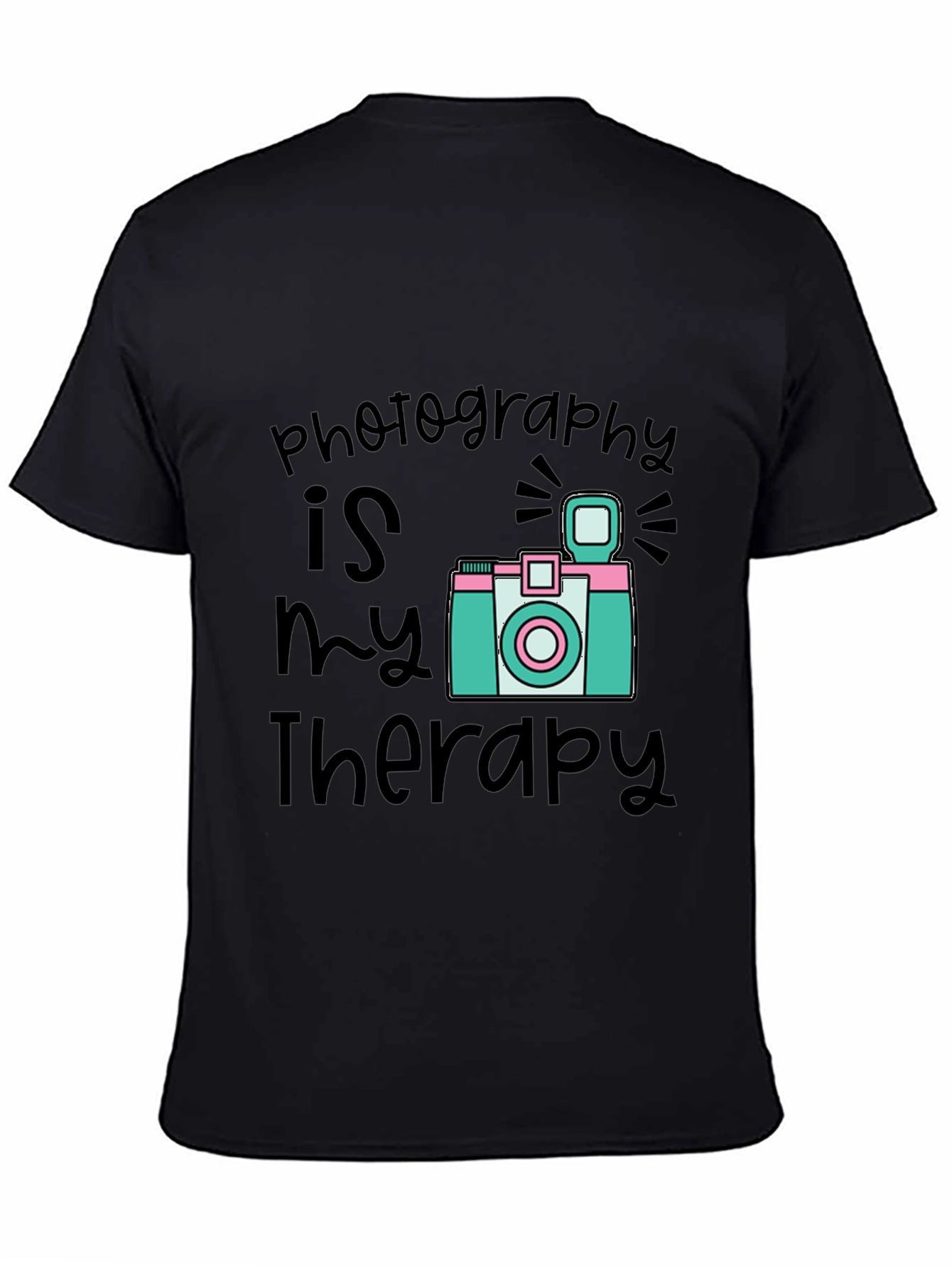 Photography is My Therapy Black T-Shirt
