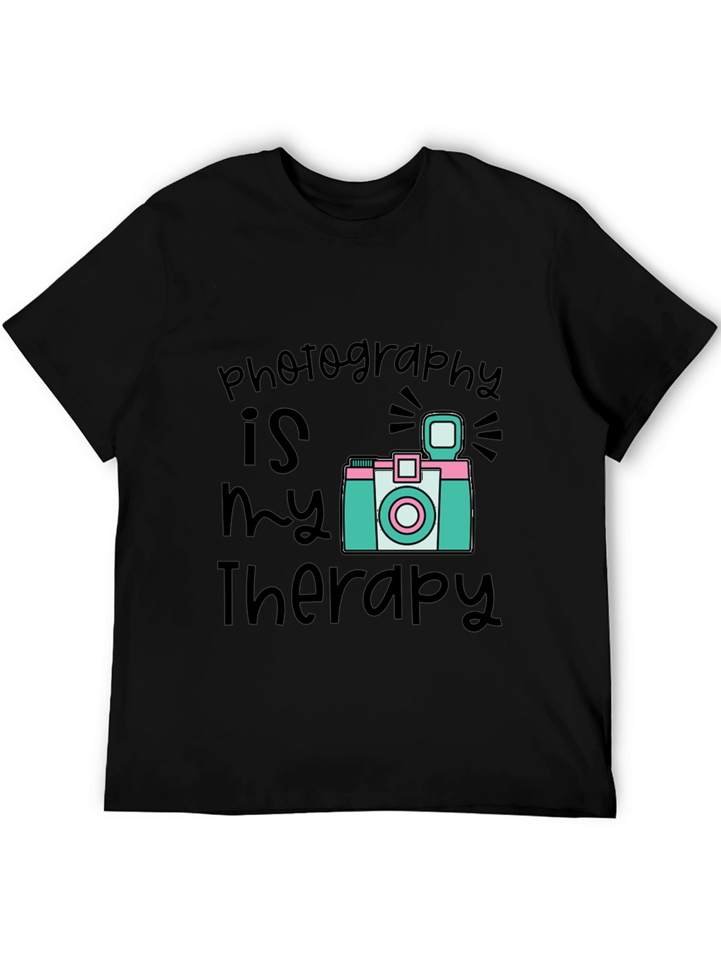 Photography is My Therapy Black T-Shirt