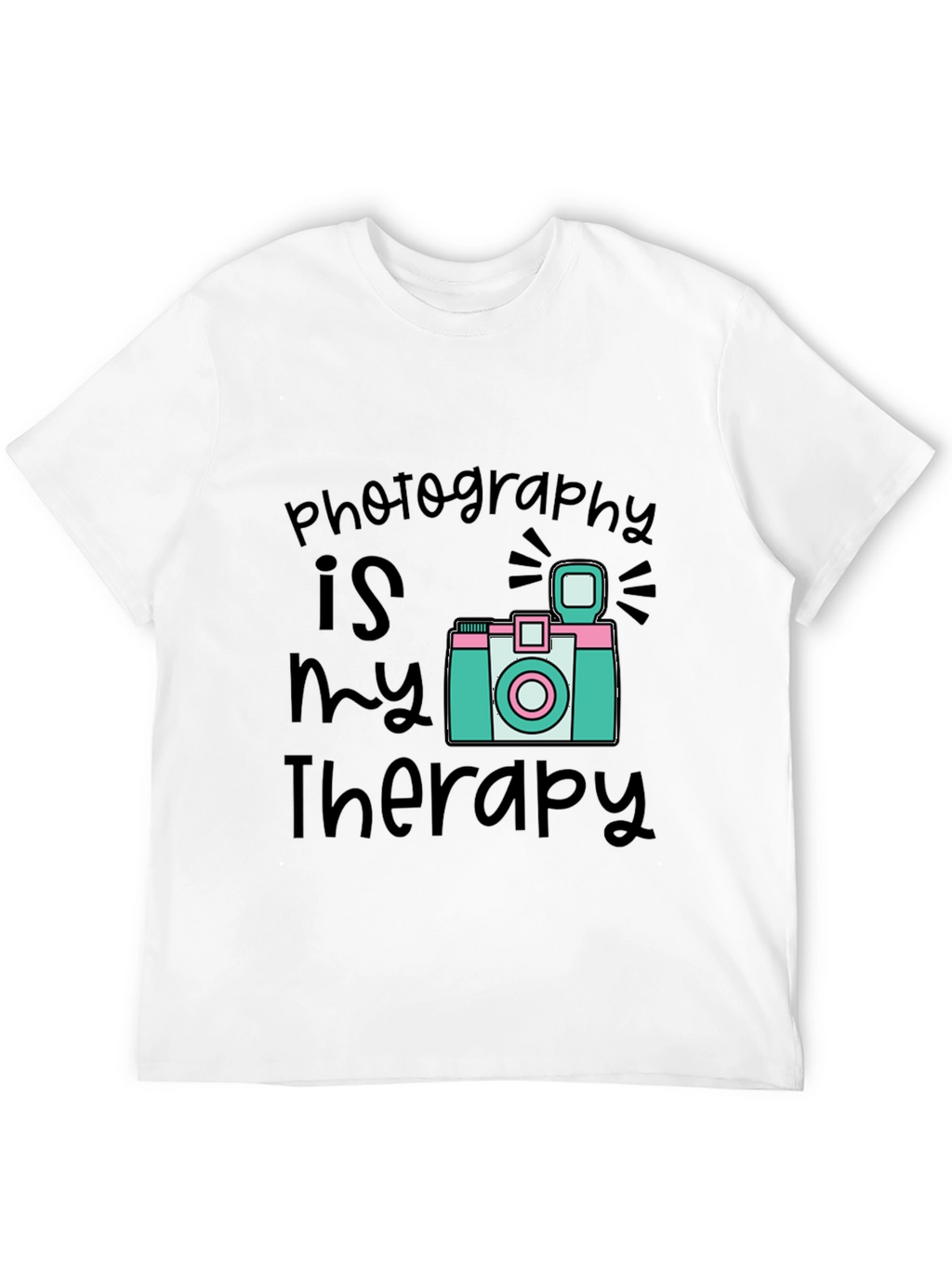Photography is My Therapy Black T-Shirt