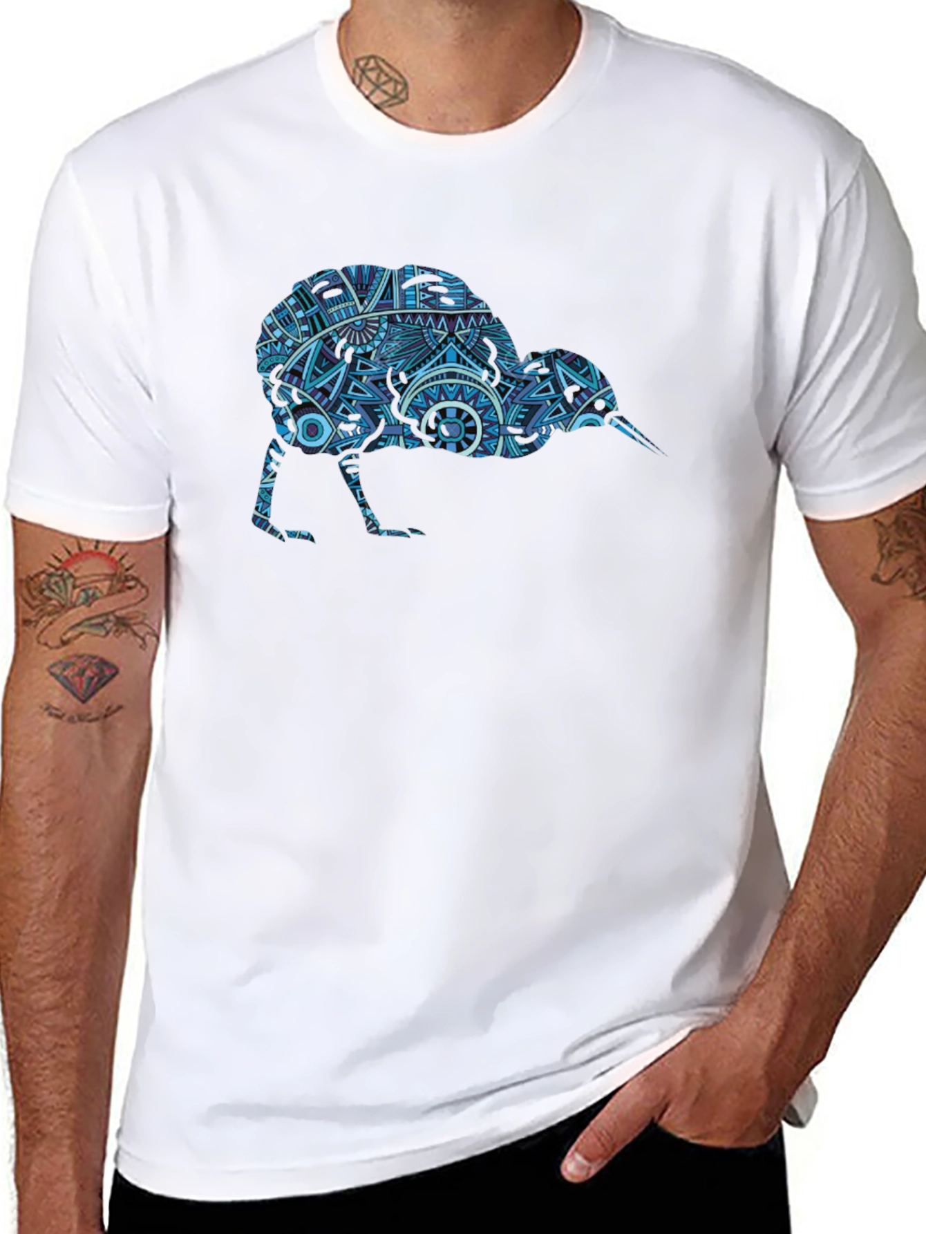 Kiwi Bird Graphic Tee - Unique Tribal Art Print