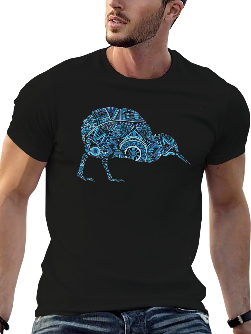 Kiwi Bird Graphic Tee - Unique Tribal Art Print