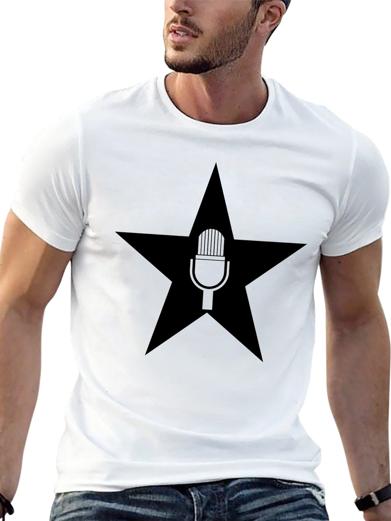 Star Microphone Graphic T-Shirt - Bold Black Tee