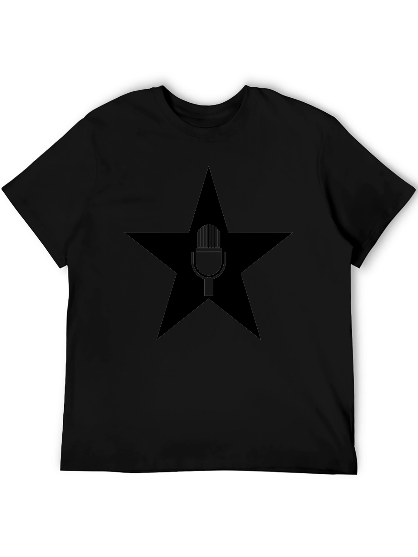 Star Microphone Graphic T-Shirt - Bold Black Tee