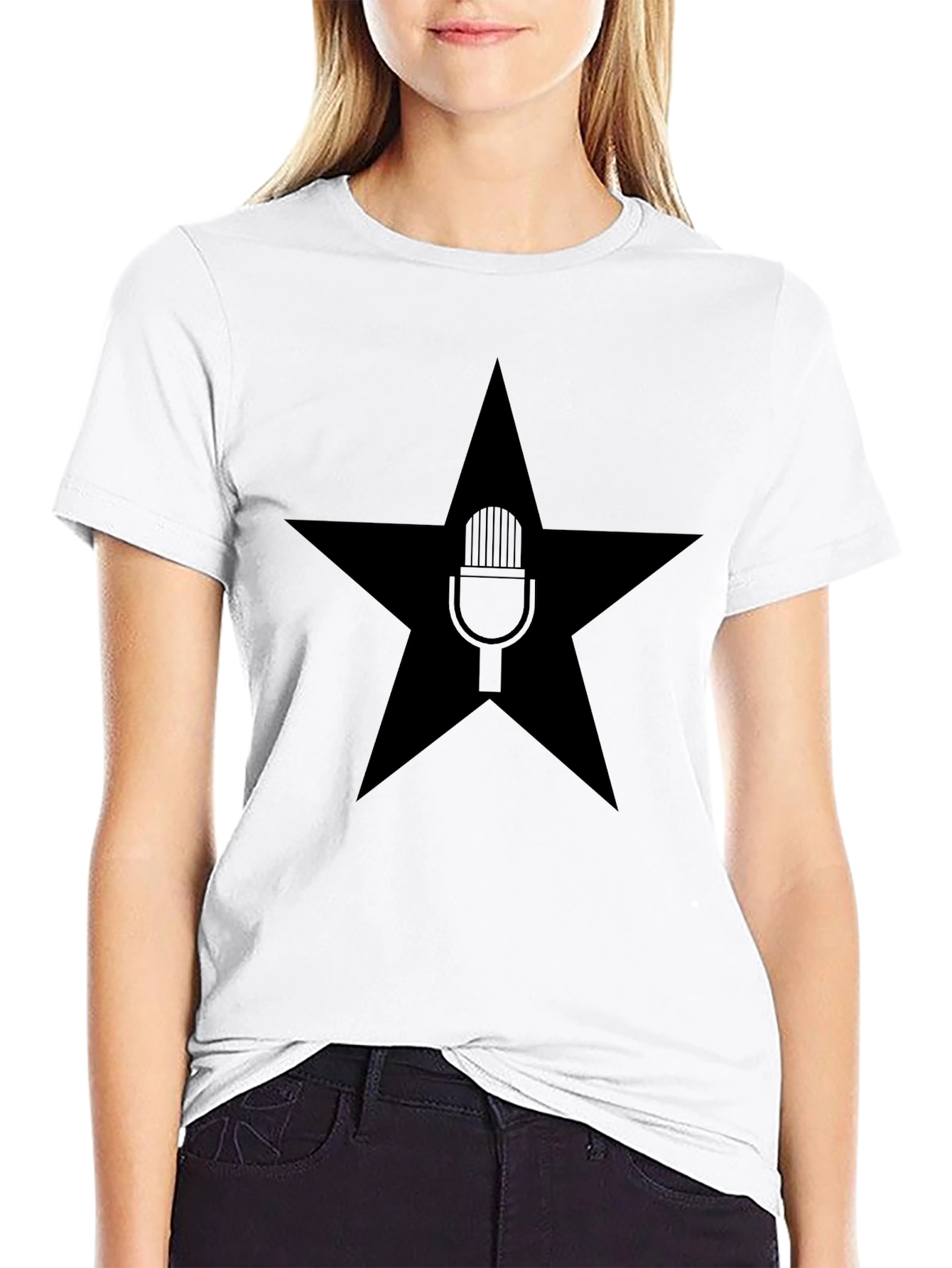 Star Microphone Graphic T-Shirt - Bold Black Tee