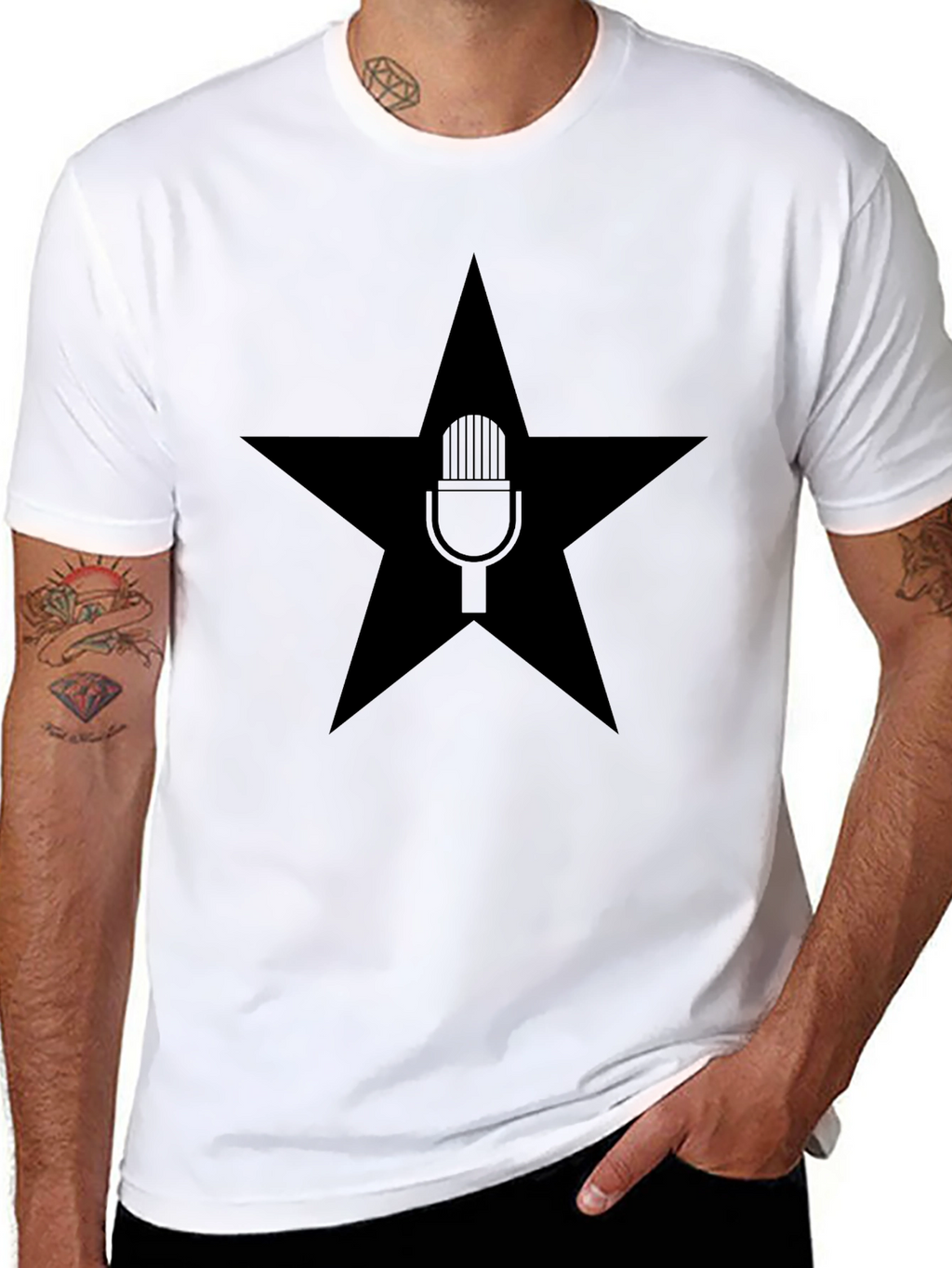 Star Microphone Graphic T-Shirt - Bold Black Tee