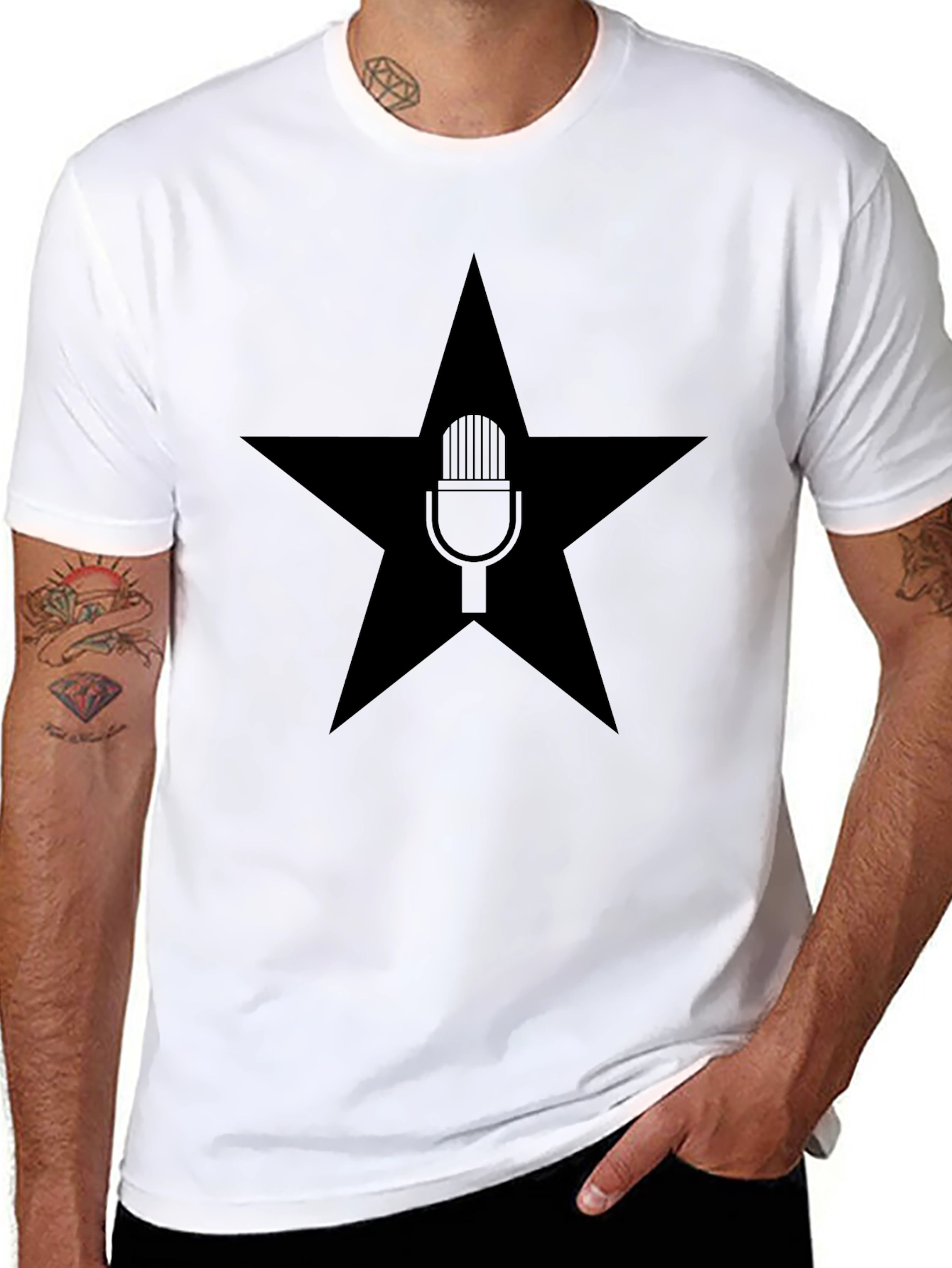 Star Microphone Graphic T-Shirt - Bold Black Tee