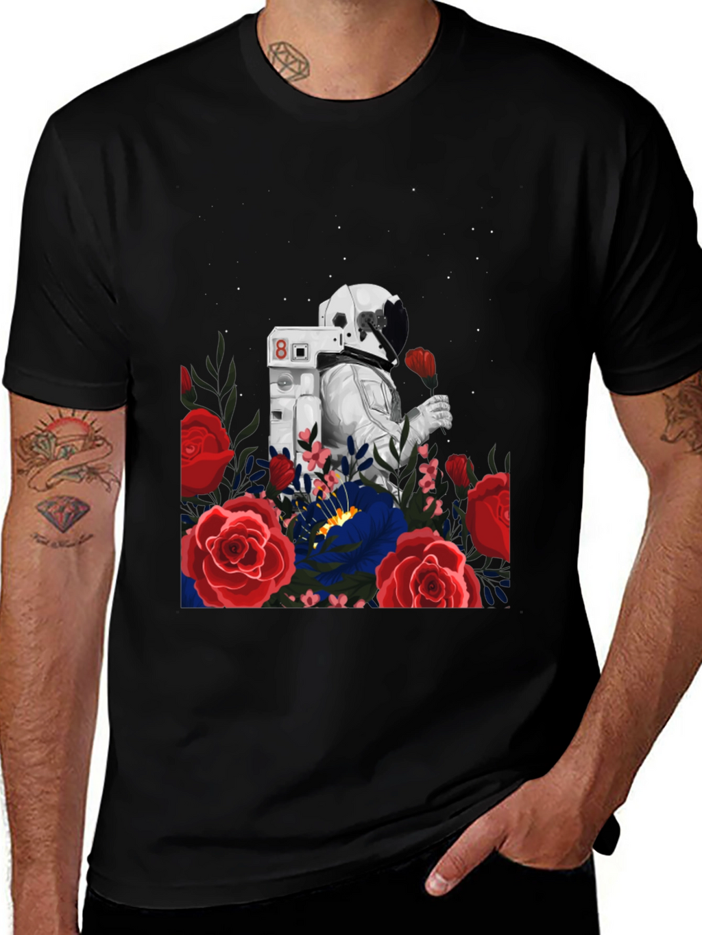 Astronaut and Roses Graphic Tee - Unisex