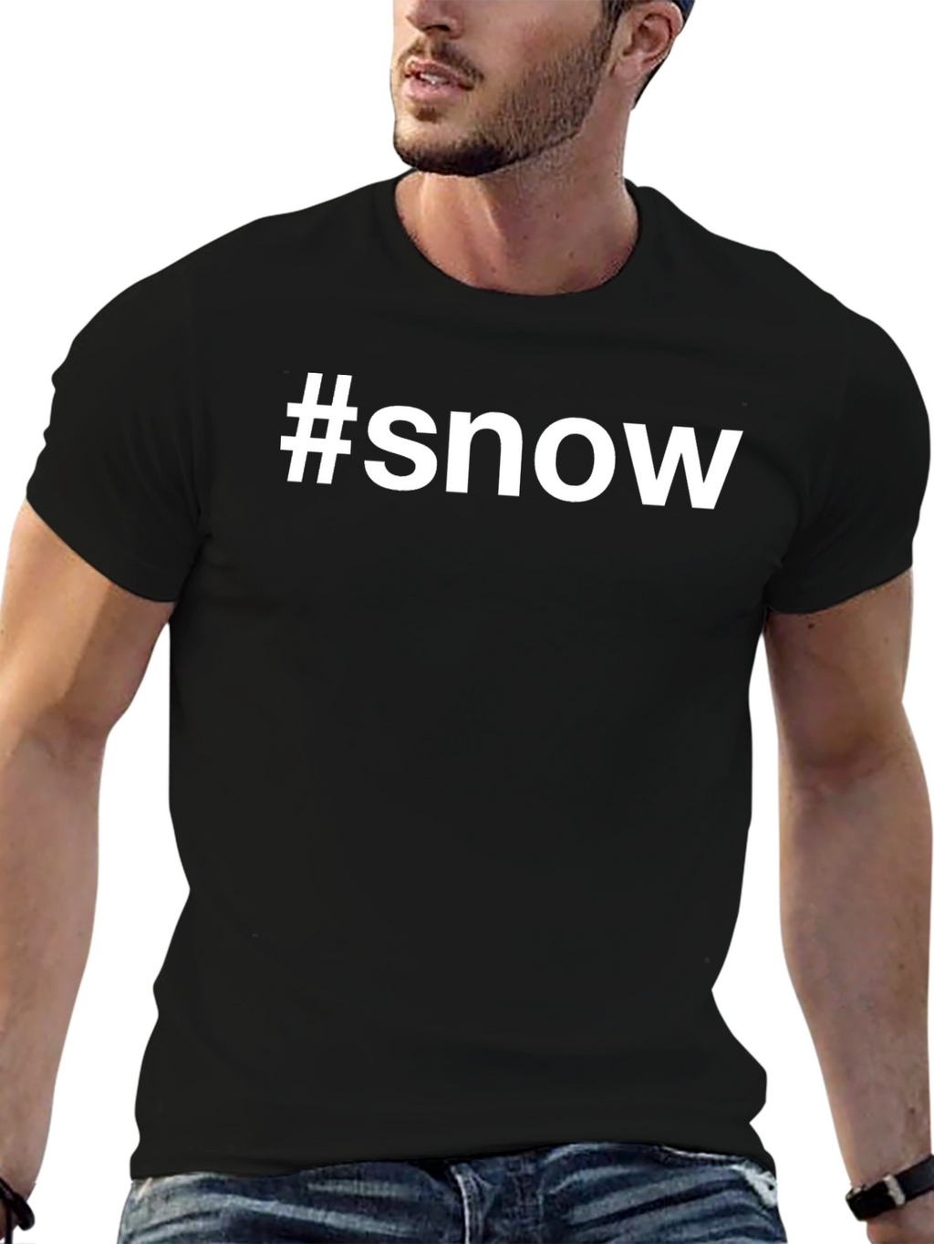 #snow Graphic Tee - Black Cotton T-Shirt