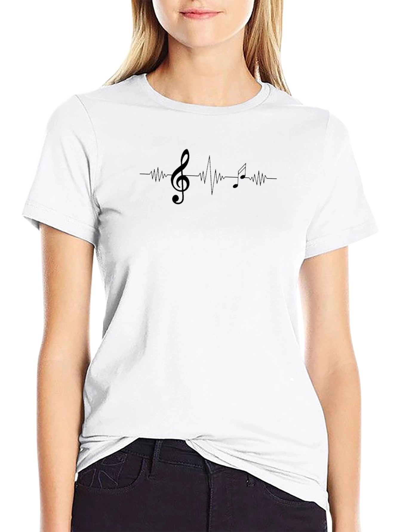 Music Heartbeat Graphic Tee - Black