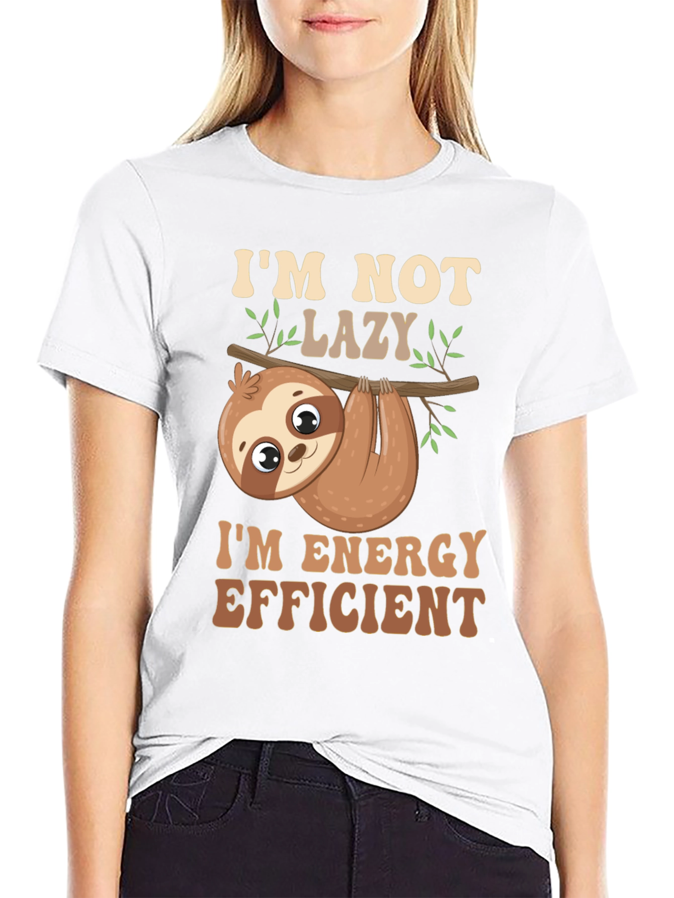 Im Not Lazy T-Shirt Energy Efficient Funny Sloth Tee