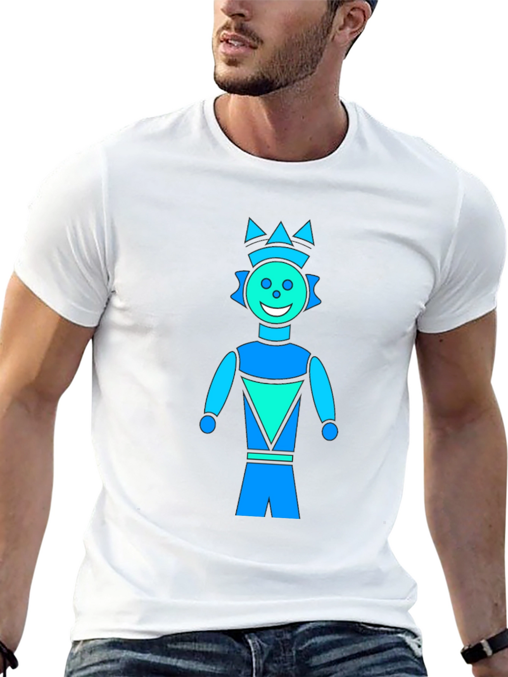 Geometric Robot Graphic Black T-Shirt