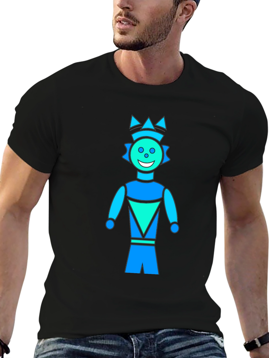 Geometric Robot Graphic Black T-Shirt