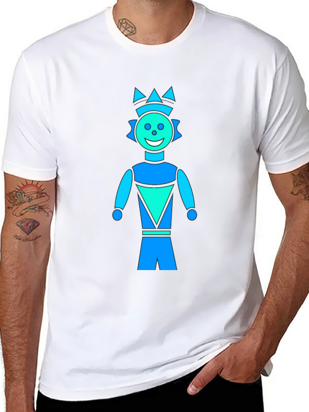 Geometric Robot Graphic Black T-Shirt