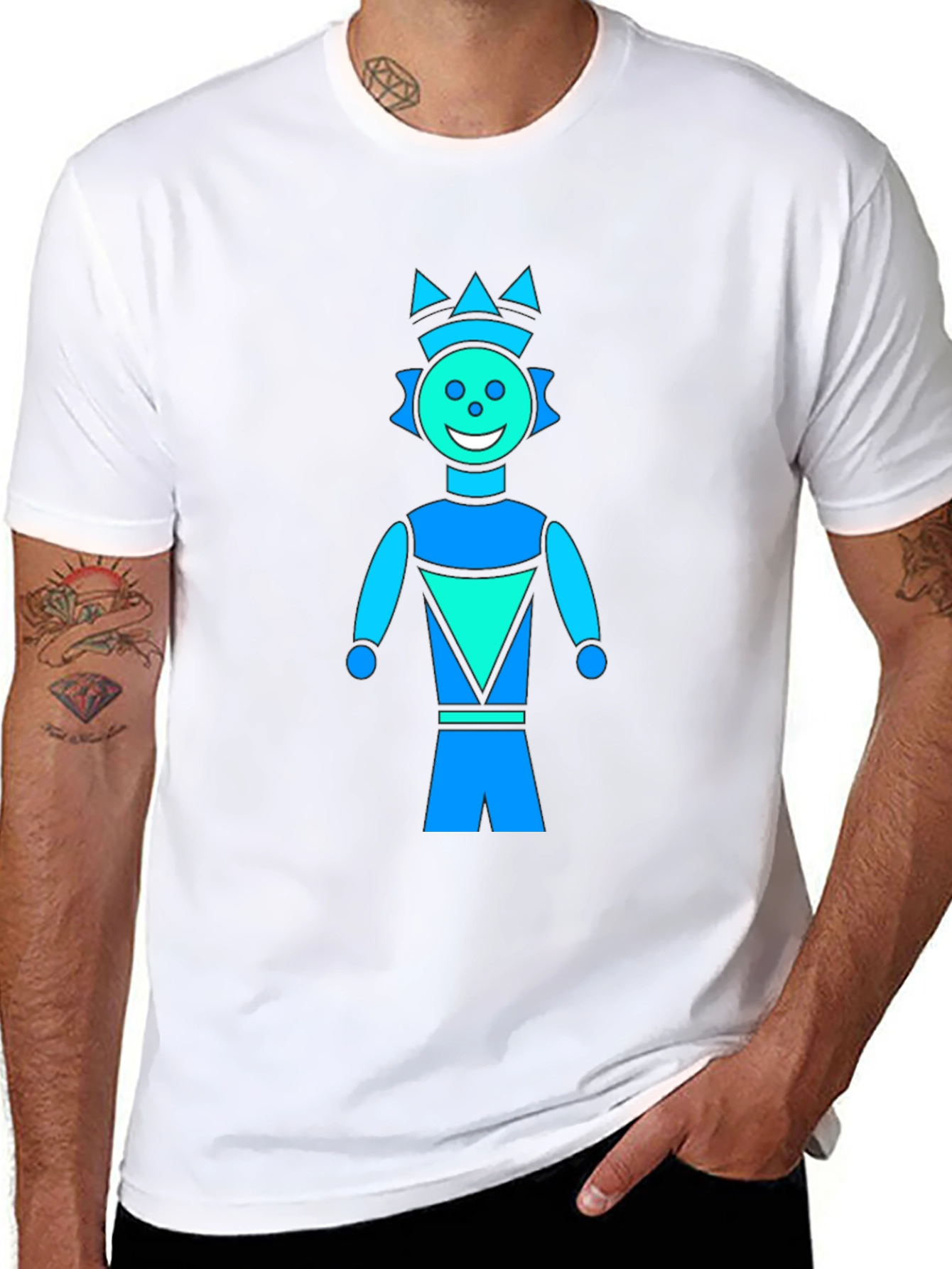Geometric Robot Graphic Black T-Shirt