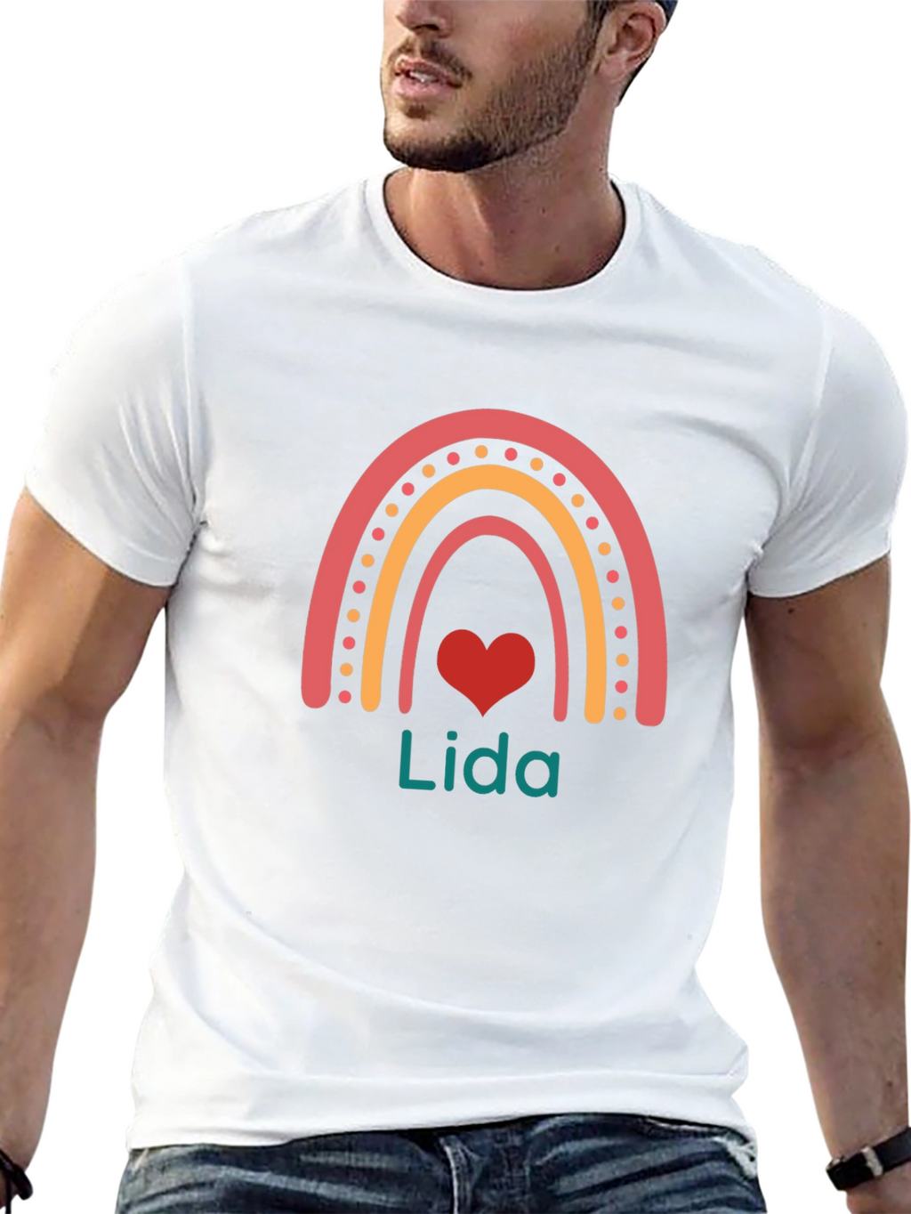 Lida Rainbow Heart Personalized T-Shirt