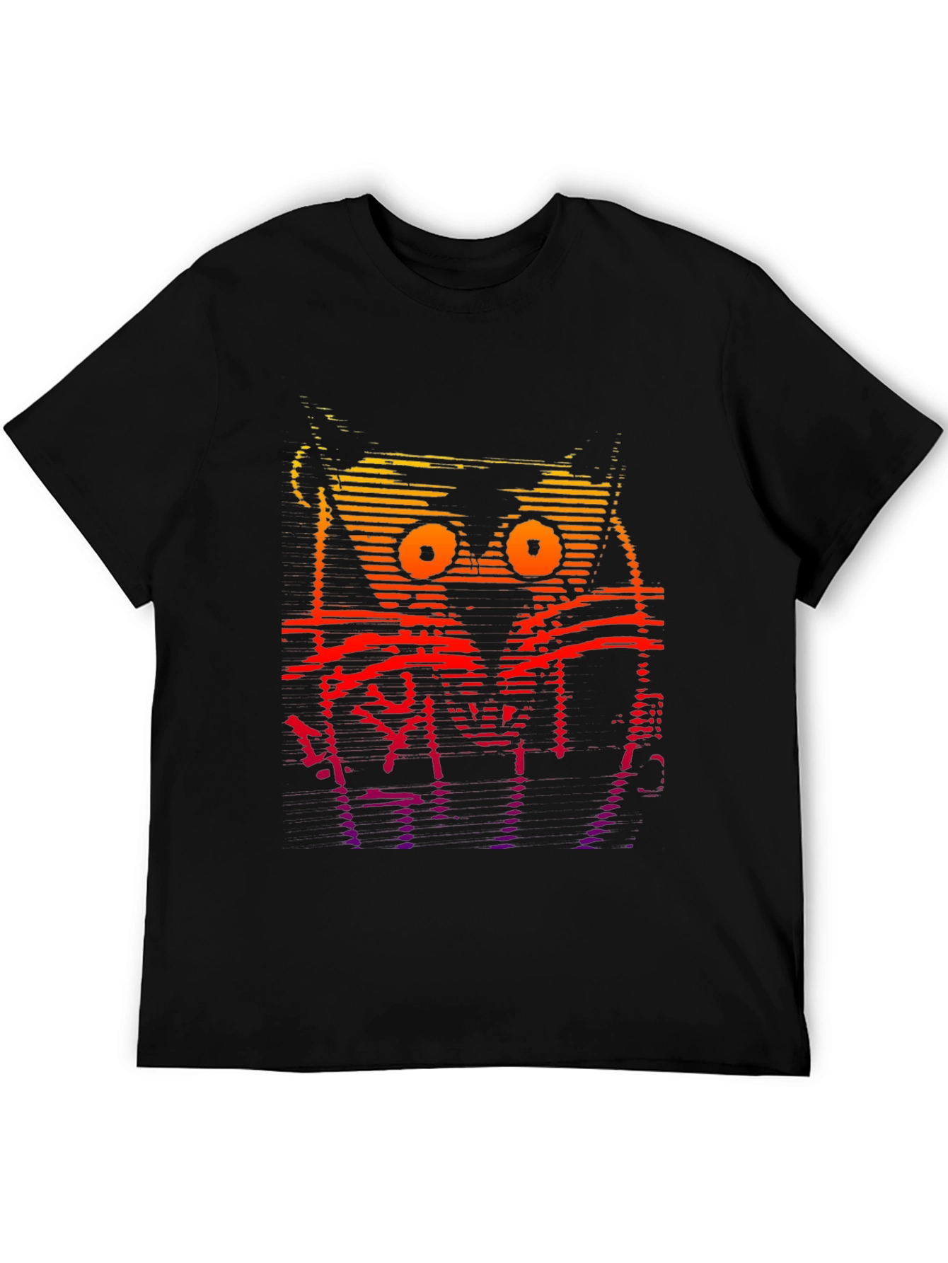 Retro Glitch Cat Graphic T-Shirt