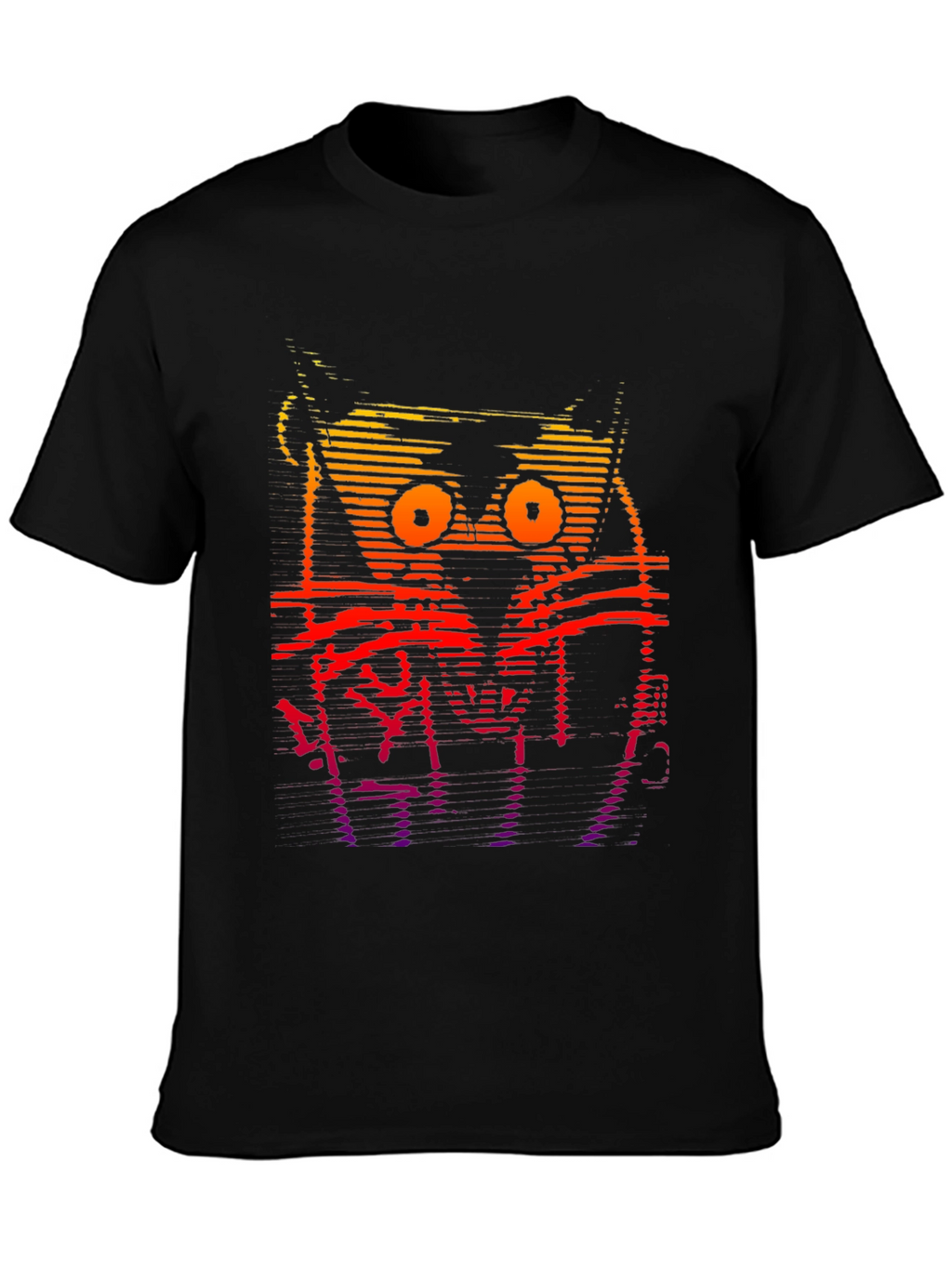 Retro Glitch Cat Graphic T-Shirt