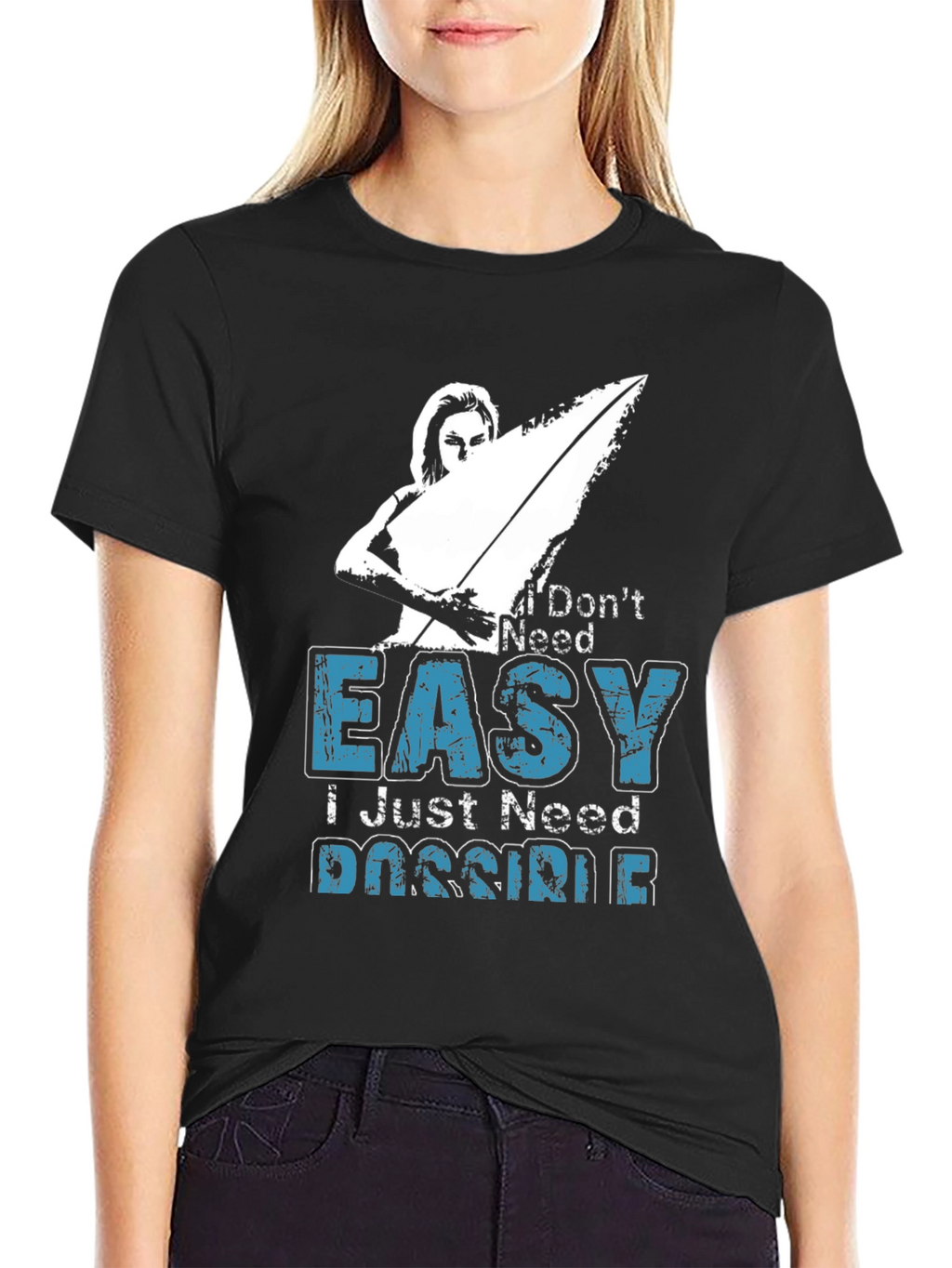 I Dont Need Easy Mens Black Graphic Tee