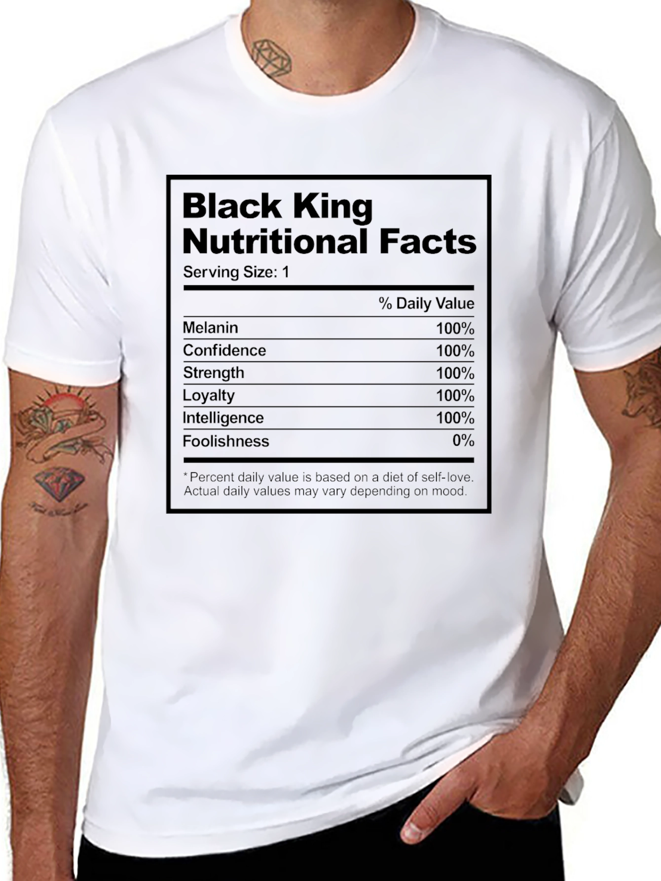 Black King Nutritional Facts Graphic T-Shirt