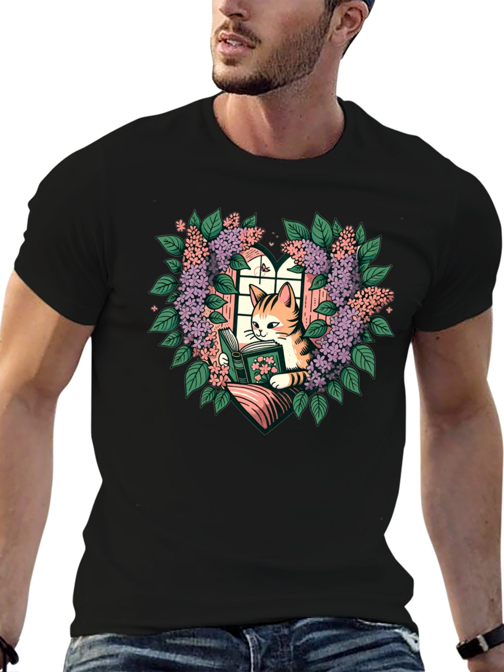 Cat Reading Book T-Shirt