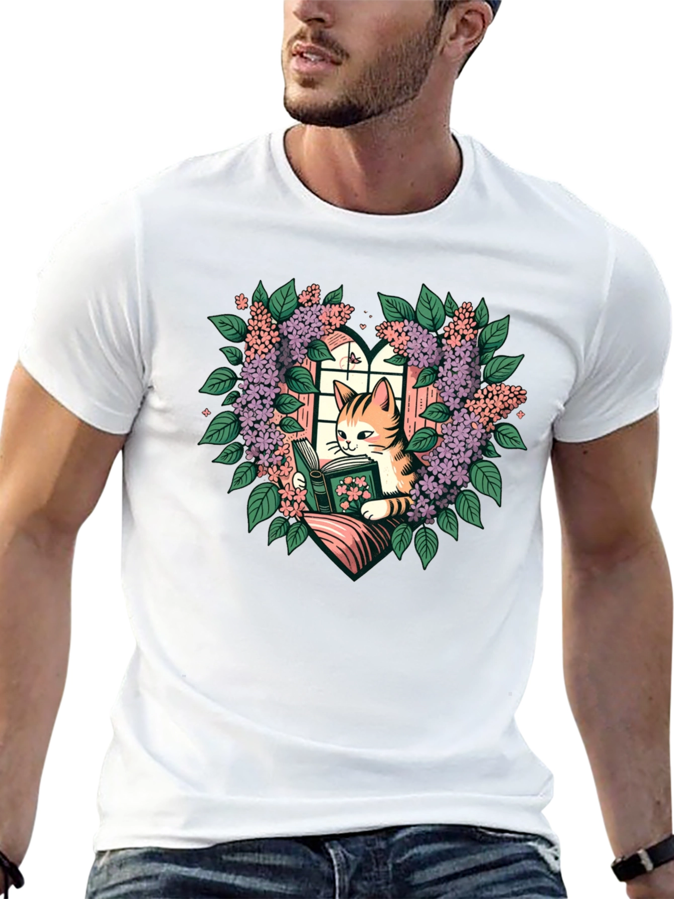 Cat Reading Book T-Shirt